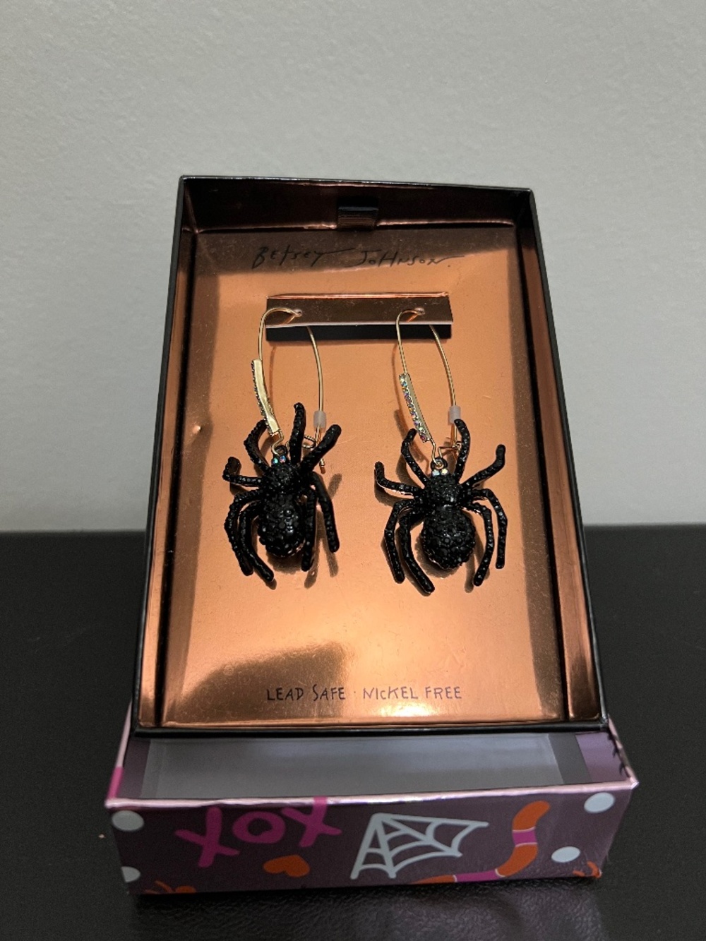 Betsey Johnson Rhinestone Spider Earrings